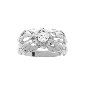 BAGUE ARGENT RHODIÉ OXYDE BLANC ET ARBRE DE VIE