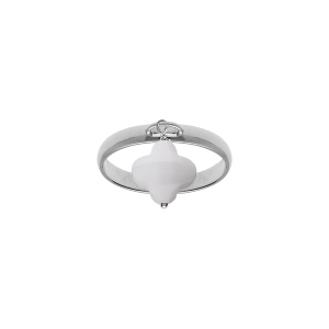 BAGUE ARGENT RHODIÉ AVEC TREFLE EN VERRE FACETTÉ BLANC