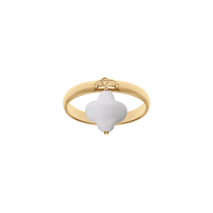 BAGUE ARGENT DORÉ AVEC TREFLE EN VERRE FACETTÉ BLANC