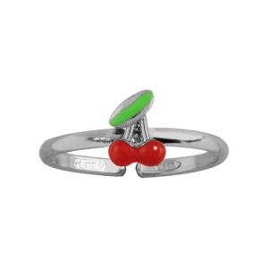 BAGUE ARGENT RHODIÉ ENFANT CERISE REGLABLE