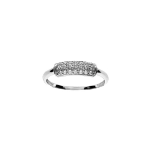 BAGUE ARGENT RHODIÉ PAVÉ OXYDES BLANCS SERTIS