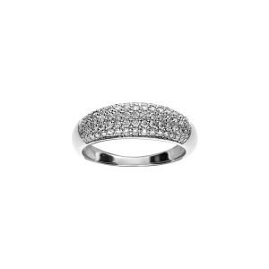 BAGUE ARGENT RHODIÉ JONC PAVÉ OXYDES BLANCS SERTIS
