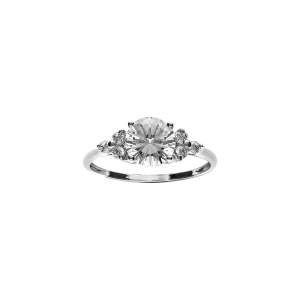 BAGUE ARGENT RHODIÉ OXYDE BLANC SERTI 7MM ET 3 OXYDES SUR COTÉS 1.8MM