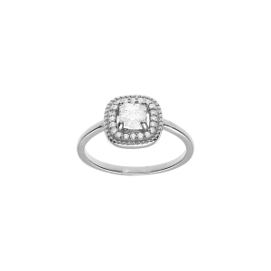 BAGUE ARGENT RHODIÉ OXYDE CARRÉ BLANC CONTOUR OXYDES BLANCS