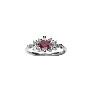 BAGUE ARGENT RHODIÉ OXYDE SERTI FORME CARRÉ ROSE ET ENTOURAGE BLANCS
