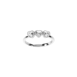 BAGUE ARGENT RHODIÉ 3 COEURS OXYDES BLANCS