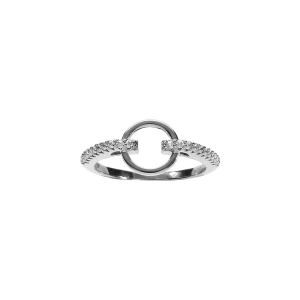 BAGUE ARGENT RHODIÉ CERCLE LISSE EVIDÉ OXYDES BLANCS SERTIS
