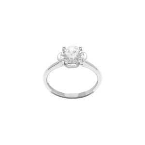 BAGUE ARGENT RHODIÉ FLEUR OXYDE BLANC SERTIS