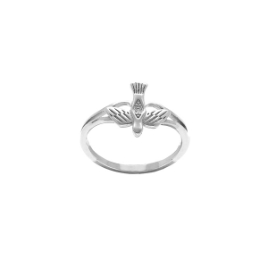 BAGUE ARGENT RHODIÉ COLOMBE DE LA PAIX  OXYDES BLANCS