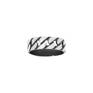 BAGUE ARGENT PATINÉ MAILLE GOURMETTE 7MM RÉGLABLE
