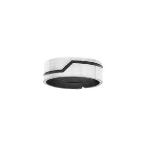 BAGUE ARGENT PATINÉ RUBAN 7MM TRAIT HORIZONTAL  RÉGLABLE