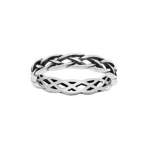 BAGUE ARGENT PATINÉ BRILLANT TRESSE