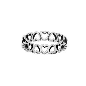 BAGUE ARGENT PATINÉ BRILLANT MULTI COEURS EVIDÉS