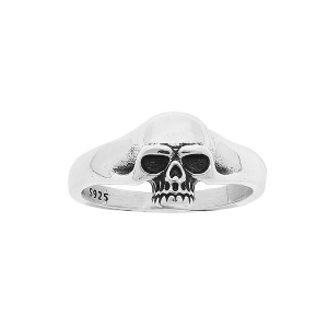 BAGUE ARGENT RHODIÉ TETE DE MORT