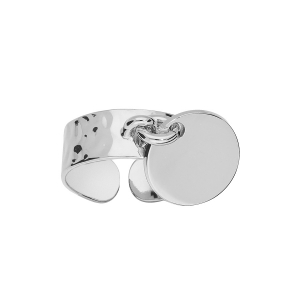 BAGUE ARGENT RHODIÉ MARTELÉE ANNEAU 7MM PASTILLE RONDE