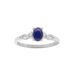 BAGUE ARGENT RHODIÉ MOTIF INFINI SAPHIR VÉRITABLE