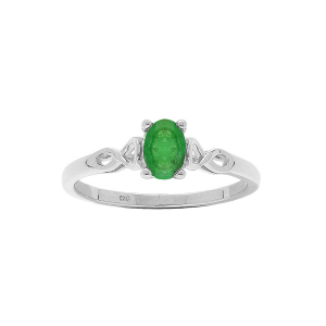 BAGUE ARGENT RHODIÉ MOTIF INFINI EMERAUDE VÉRITABLE