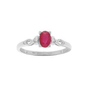 BAGUE ARGENT RHODIÉ MOTIF INFINI RUBIS VÉRITABLE