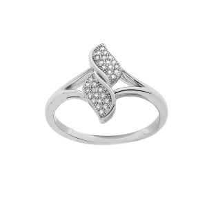 BAGUE ARGENT RHODIÉ TORTILLON OXYDES BLANCS SERTIS