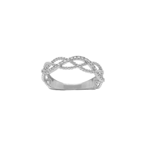 BAGUE ARGENT RHODIÉ ENTRELACÉS OXYDES BLANCS SERTIS