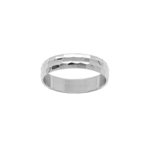 BAGUE ARGENT RHODIÉ ALLIANCE DIAMANTÉ 5 MM ASPECT MARTELÉ