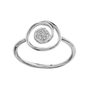 BAGUE ARGENT RHODIÉ SPIRALE PIERRES BLANCHES SYNTHETIQUE