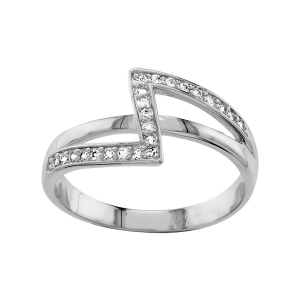 BAGUE ARGENT RHODIÉ PIERRES BLANCHES SYNTHETIQUE