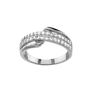 BAGUE ARGENT RHODIÉ PIERRES BLANCHES SYNTHETIQUE