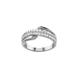 BAGUE ARGENT RHODIÉ PIERRES BLANCHES SYNTHETIQUE