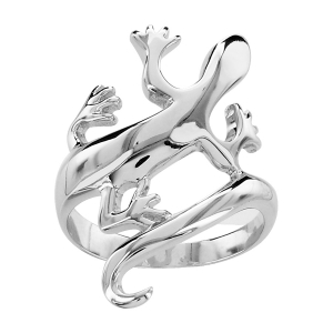BAGUE ARGENT RHODIÉ SALAMANDRE