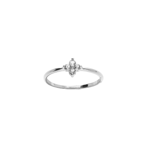 BAGUE ARGENT RHODIÉ FLEUR OXYDES BLANC