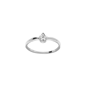 BAGUE ARGENT RHODIÉ GOUTTE OXYDE BLANC SERTI CLOS