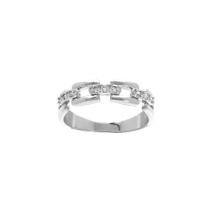 BAGUE ARGENT RHODIÉ MAILLE OXYDES BLANCS