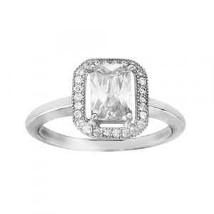 BAGUE ARGENT RHODIÉ PAVE OXYDE BLANC SERTI AVEC OXYDES MICRO SERTIS
