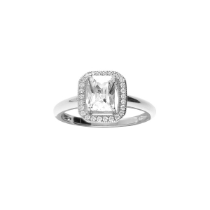 BAGUE ARGENT RHODIÉ PAVE OXYDE BLANC SERTI AVEC OXYDES MICRO SERTIS