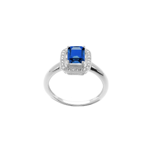 BAGUE ARGENT RHODIÉ PAVE OXYDE BLEU SERTI AVEC OXYDES MICRO SERTIS