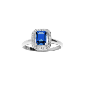 BAGUE ARGENT RHODIÉ PAVE OXYDE BLEU SERTI AVEC OXYDES MICRO SERTIS