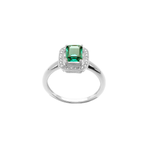 BAGUE ARGENT RHODIÉ PAVE OXYDE VERT SERTI AVEC OXYDES MICRO SERTIS