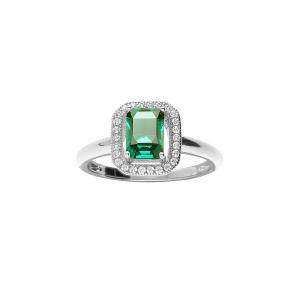 BAGUE ARGENT RHODIÉ PAVE OXYDE VERT SERTI AVEC OXYDES MICRO SERTIS