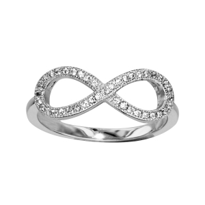 BAGUE ARGENT RHODIÉ INFINI GRAND MODELE OXYDES BLANCS SERTIS