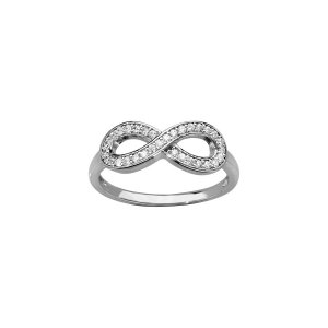 BAGUE ARGENT RHODIÉ INFINI GRAND MODELE OXYDES BLANCS SERTIS