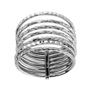 BAGUE ARGENT RHODIÉ SEMAINIER DIAMANTEE