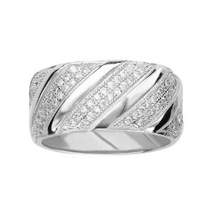 BAGUE ARGENT RHODIÉ OXYDES SERTIS BLANCS