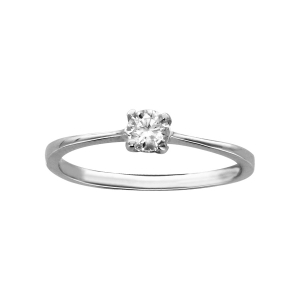 ALLIANCE ARGENT RHODIÉ SOLITAIRE OXYDE SERTI BLANC 4 GRIFFES