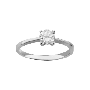 ALLIANCE ARGENT RHODIÉ SOLITAIRE 4 GRIFFES