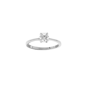 ALLIANCE ARGENT RHODIÉ SOLITAIRE 4 GRIFFES