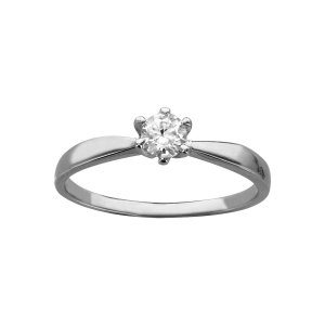 ALLIANCE ARGENT RHODIÉ SOLITAIRE 6 GRIFFES