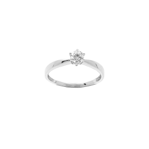 ALLIANCE ARGENT RHODIÉ SOLITAIRE 6 GRIFFES