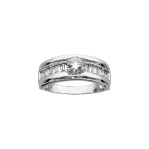 ALLIANCE ARGENT RHODIÉ OXYDES BLANCS SERTIS RAIL CARRÉS ET SOLITAIRE OXYDE BLANC