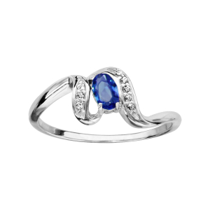 BAGUE ARGENT RHODIÉ OXYDE BLEU SYNTHETIQUE ET OXYDES BLANCS SERTIS